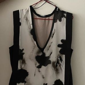 A floral white and black top
